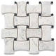Carrara White Black Marble Dogbone Wicker Weave Mosaic Tile Honed, 1 sheet