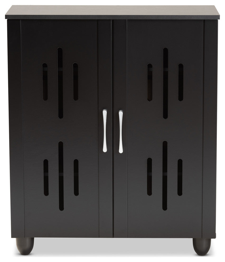 Renley Espresso Brown Finished Wood 2-Door Shoe Storage Cabinet