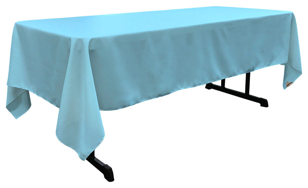LA Linen Rectangular  Polyester Poplin Tablecloth, Light Turquoise, 60"x126"