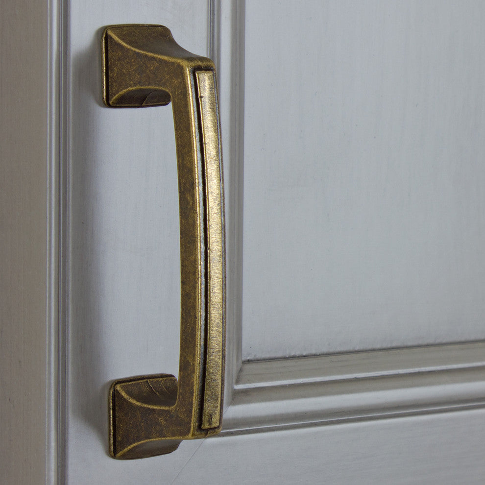 3" Center Deco Base Pull, Set of 20, Antique Brass