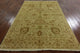 Oushak Ivory Peshawar Quality Chobi Hand-Knotted Wool Rug, 6'x9'