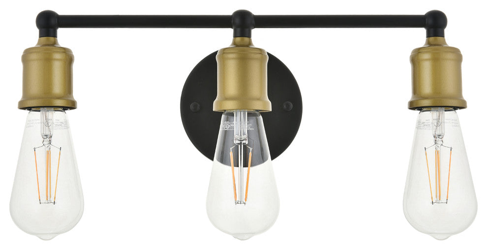 Brass And Black Finish 3-Light Wall Sconce