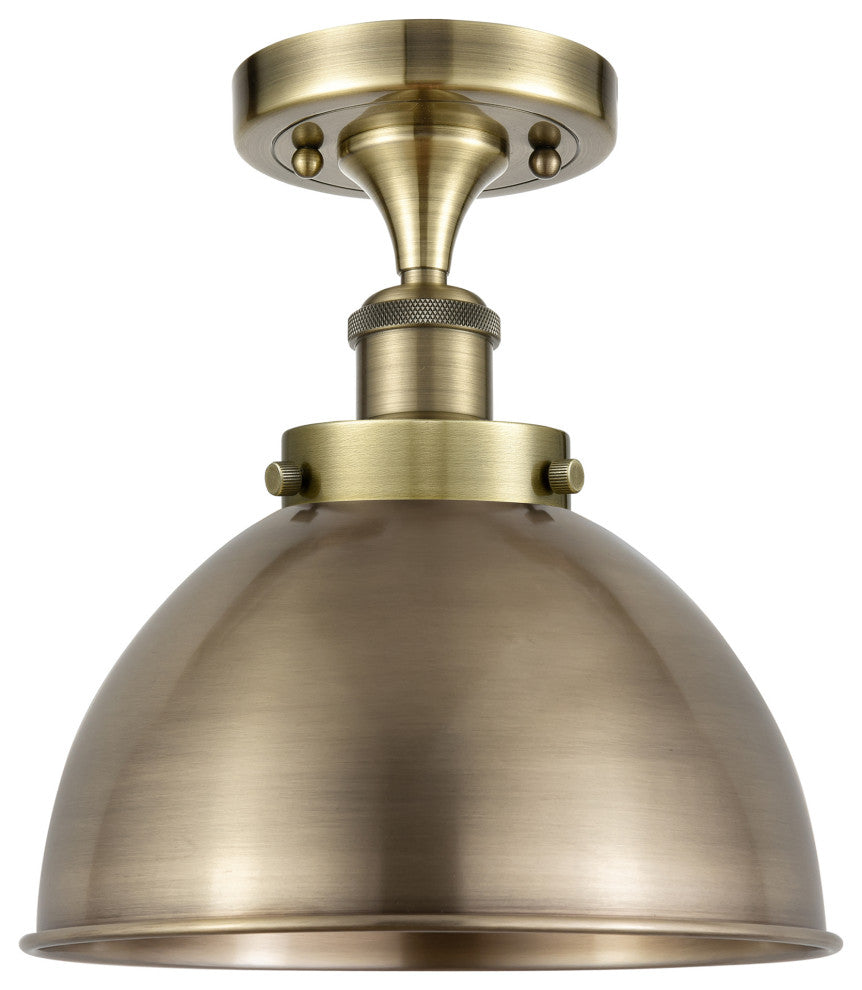Ballston Urban Semi-Flush Mount, Antique Brass, LED