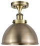 Ballston Urban Semi-Flush Mount, Antique Brass, LED
