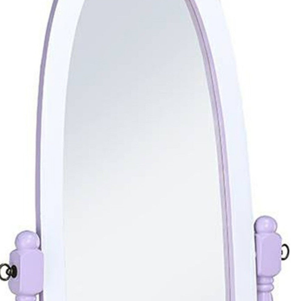 Pretty Pastel Purple and White Cheval Standing Oval Mirror