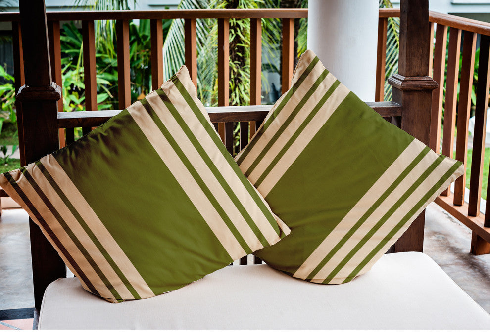 20" x 20" Stripe Indoor/Outdoor Polyester Throw Pillow, Olive