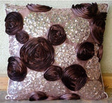 Abstract Plum Throw Pillows Cover, 22"x22" Silk Pillow Covers, Wine And Roses