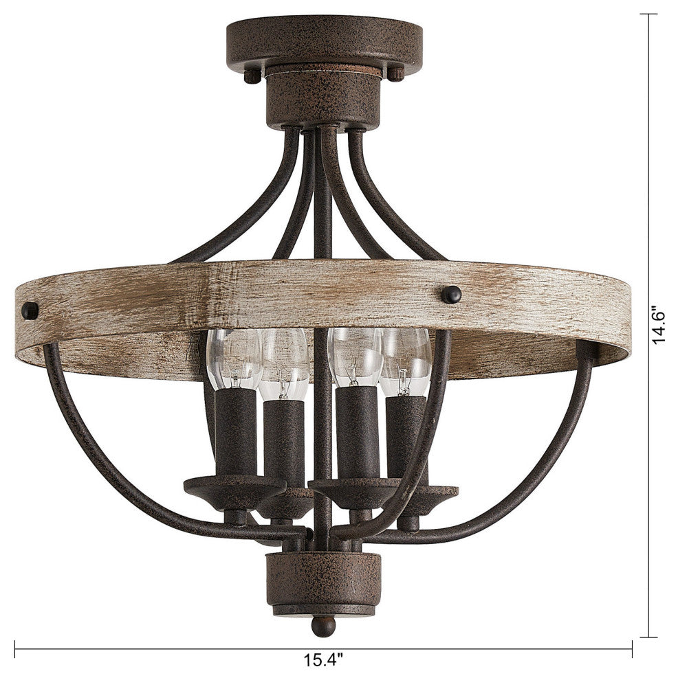 15.4 in 4-Light Industrial Flush Mount Ceiling Lighting
