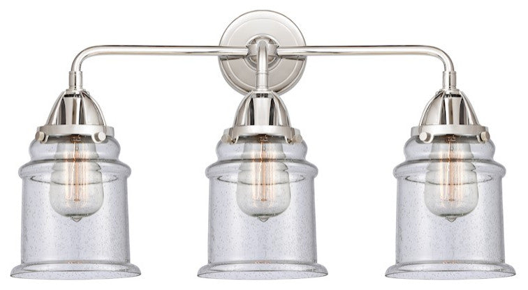 288-3W-PC-G184-LED Canton 3 Light 24" Bath Vanity Light, Polished Chrome