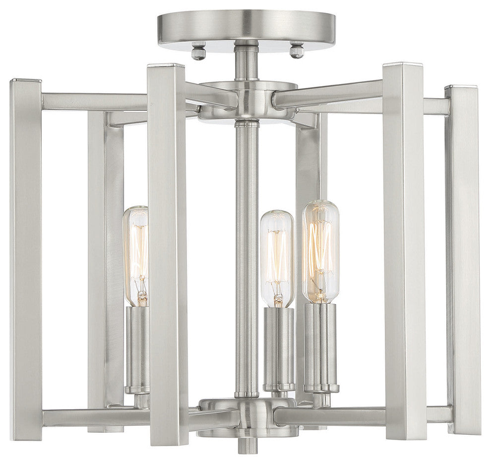Benson 3-Light Satin Nickel Semi-Flush