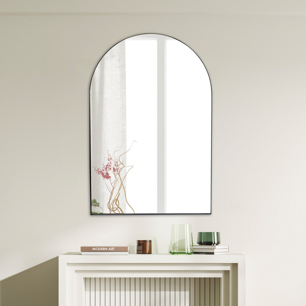 Elodie Medium Arched Metal Framed Wall Mounted Mirror