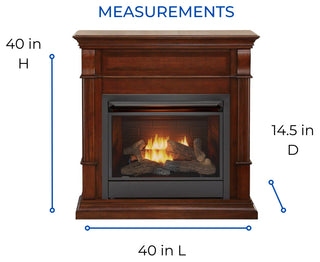 Duluth Forge Dual Fuel Ventless Gas Fireplace, 26,000 BTU, Remote, Auburn Cherry