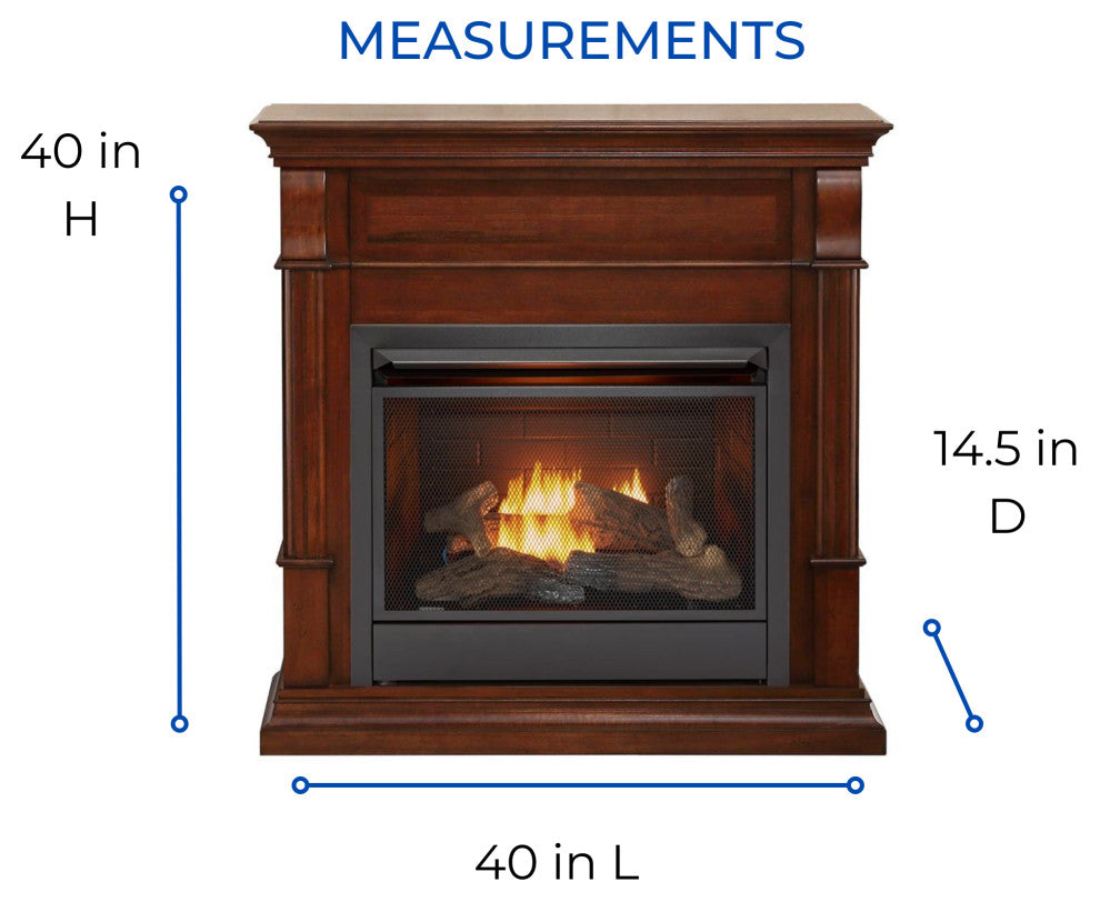 Duluth Forge Dual Fuel Ventless Gas Fireplace, 26,000 BTU, Remote, Auburn Cherry