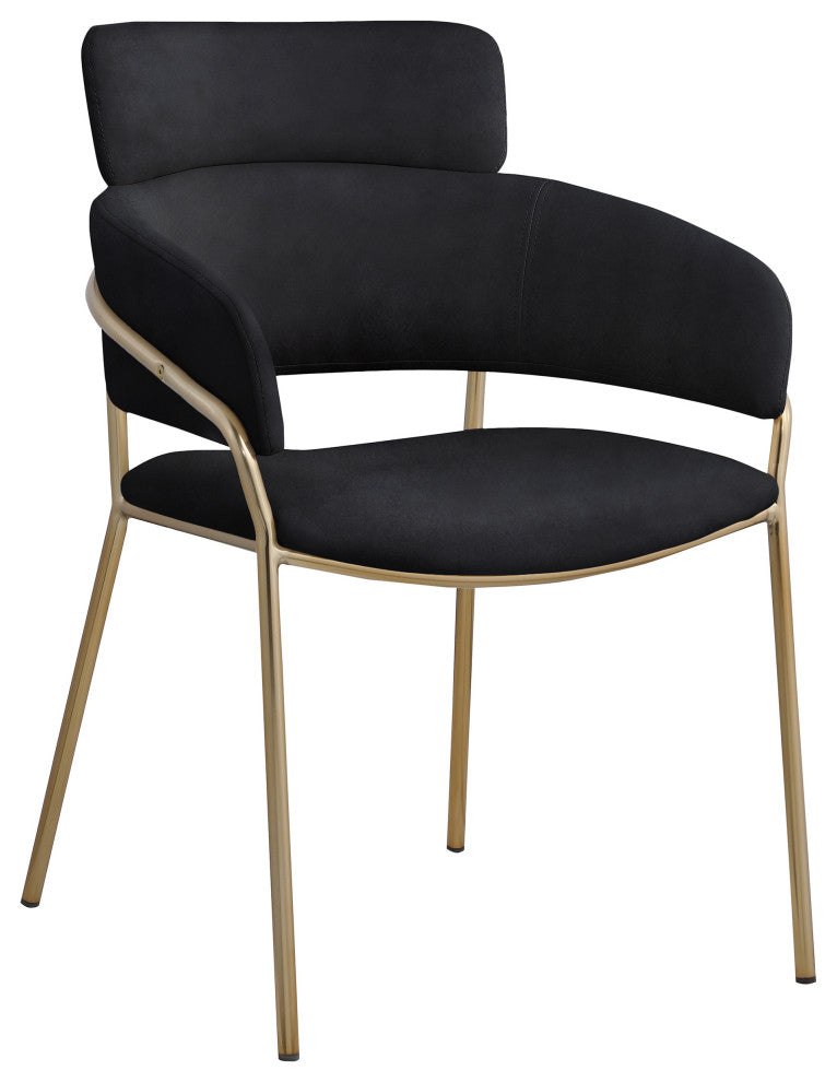 Yara Upholstered Dining Chair (Set of 2), Black, Velvet