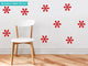 Flower Fabric Wall Decals, Set of 9 Flowers, Red