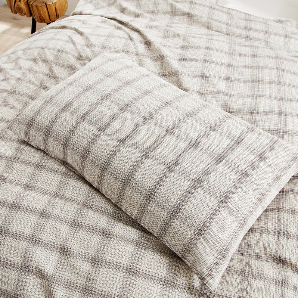 Kolkata Washed Cotton Duvet Set, Grey, 102" X 90