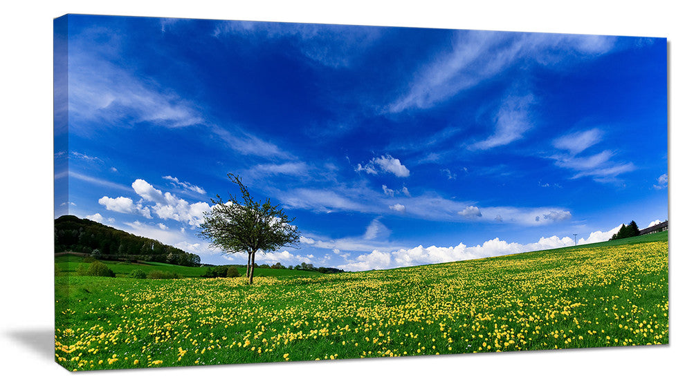 Spring Landscape Green Fields, Landscape Canvas Art Print, 32"x16"