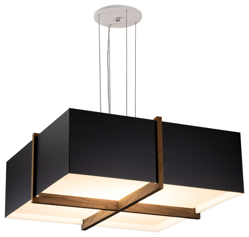 Veram Pendant Integrated LED, Walnut, Matte Black With Matte White Interior, 18, 4000k