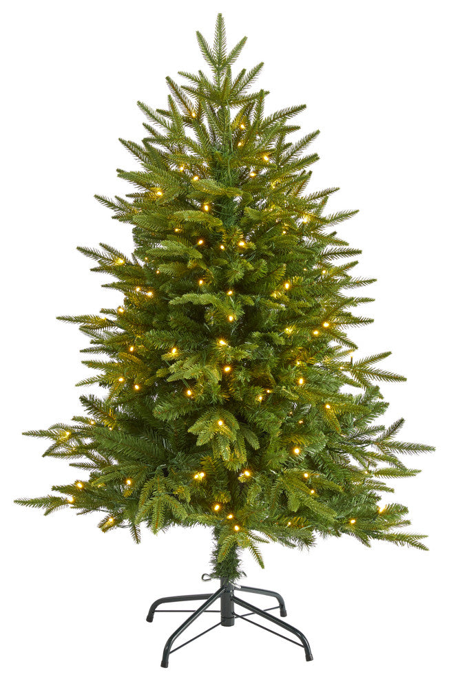 4' Colorado Mountain Fir Natural Look Faux Xmas Tree With 150 Clear LED Lights