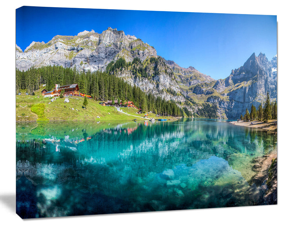 Lake Oeschinen Switzerland, Landscape Canvas Art Print, 40"x30"