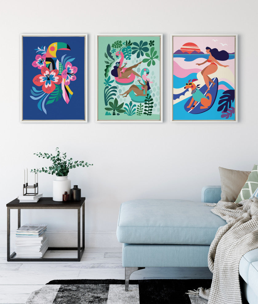 Sylvie Girl Friends Framed Canvas by Rachel Lee of My Dream Wall, White 18x24