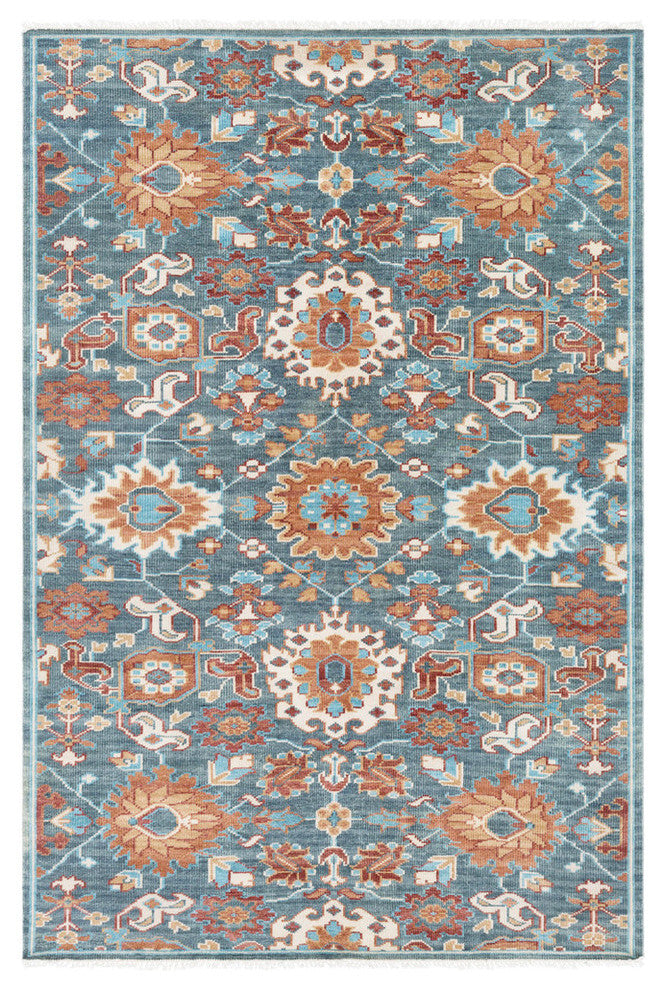 Elixir Traditional Dark Green, Burnt Orange Area Rug, 2'x3'