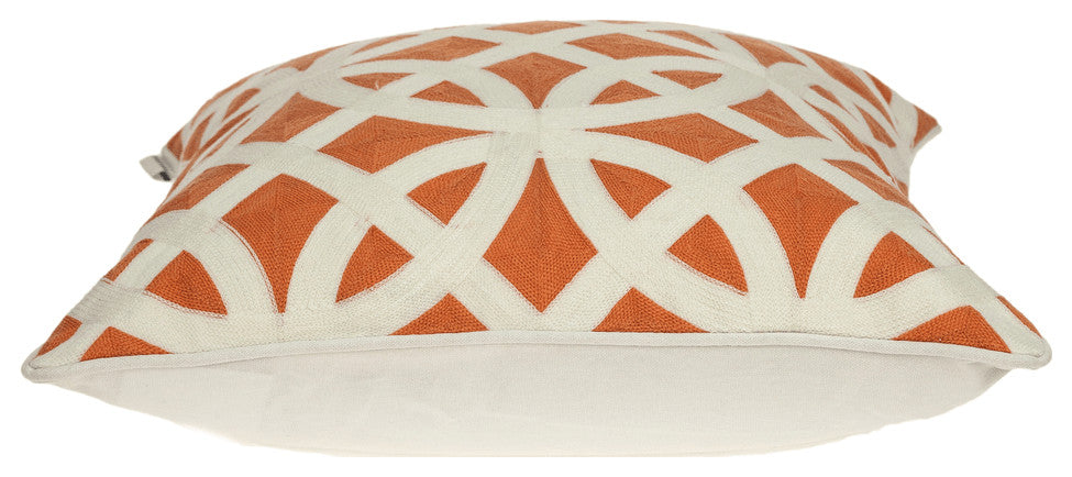 20" X 7" X 20" Transitional Orange Pillow Cover With Poly Insert