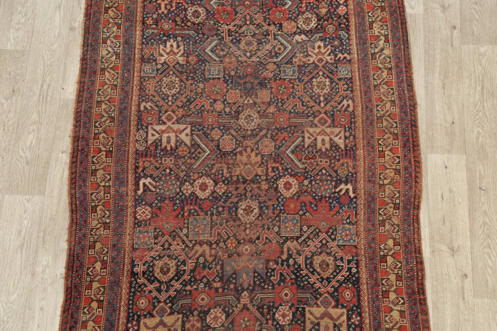 Consigned, Traditional Antique Oriental Hand-Knotted Persian Area Rug, Blue, 4x6