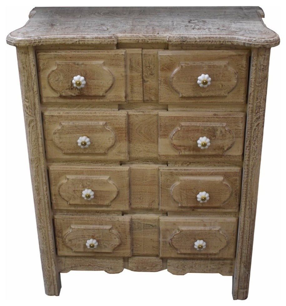 Traditional Style Capacious Wooden Chest With 5 Drawers, Brown