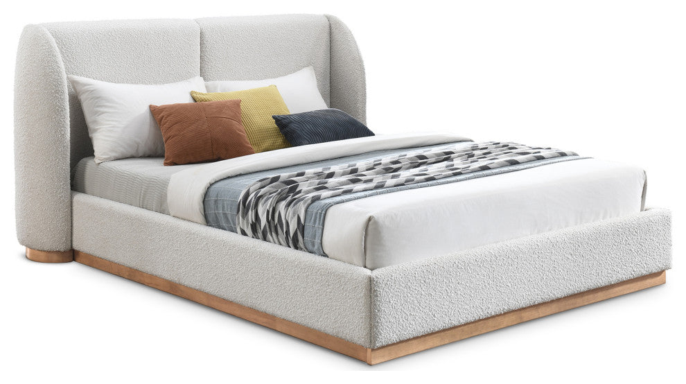Jardin Boucle Fabric Full Bed, Cream, Full
