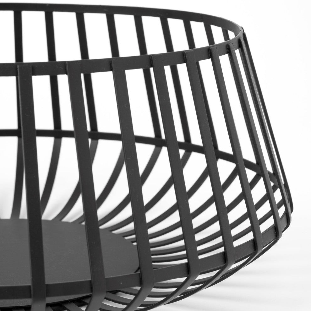 Set of Two Black Metal Wire Decorative Bowls