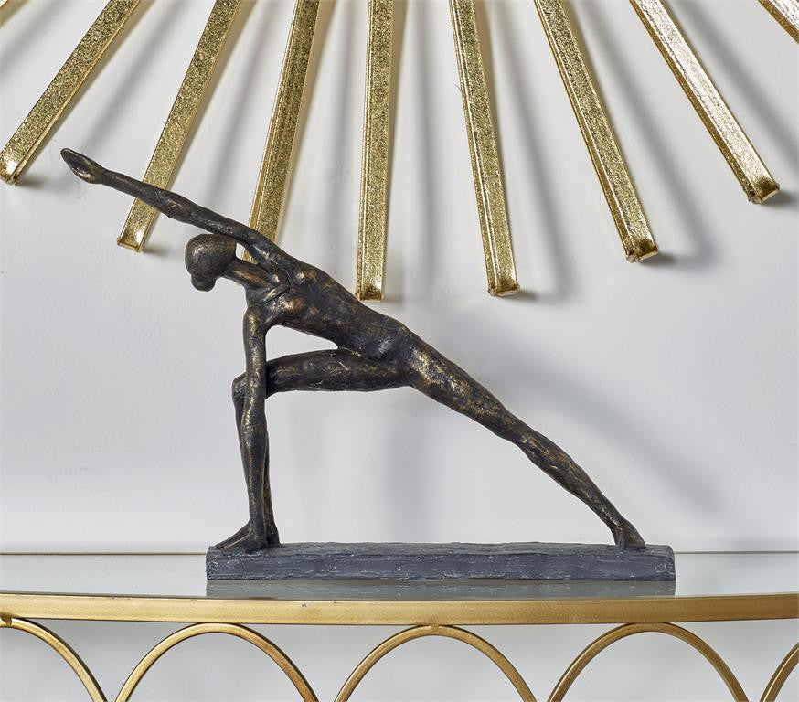 Set of 2 Brass Ploystone Modern Yoga Sculpture