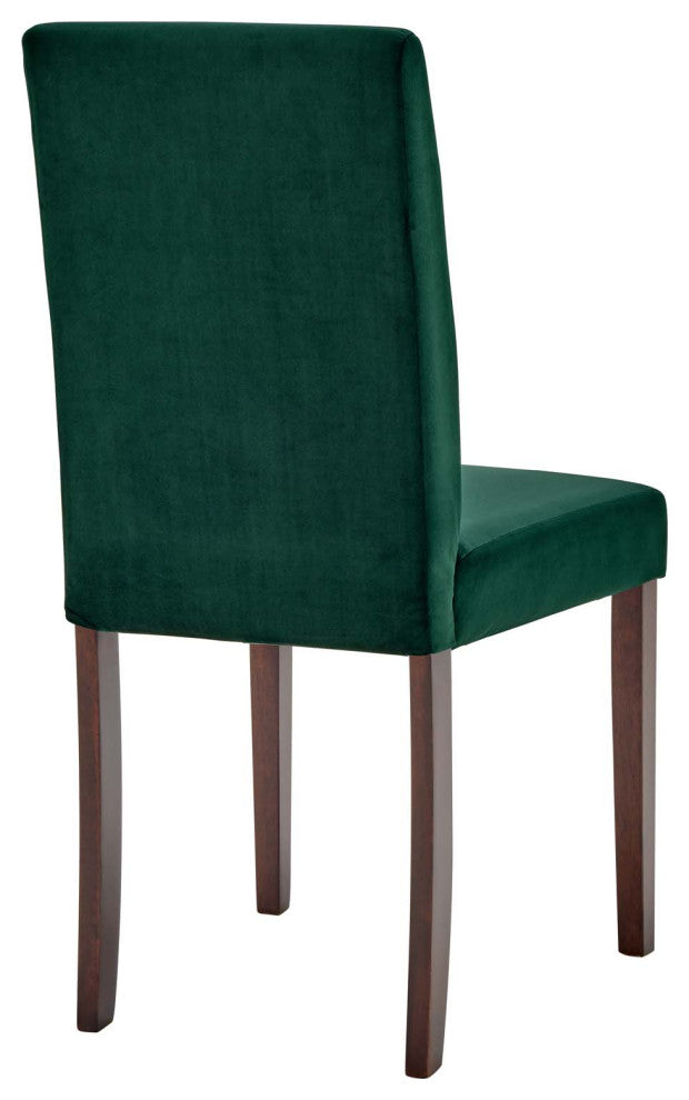 Side Dining Chair, Set of 2, Velvet, Wood, Green, Modern, Cafe Bistro Restaurant