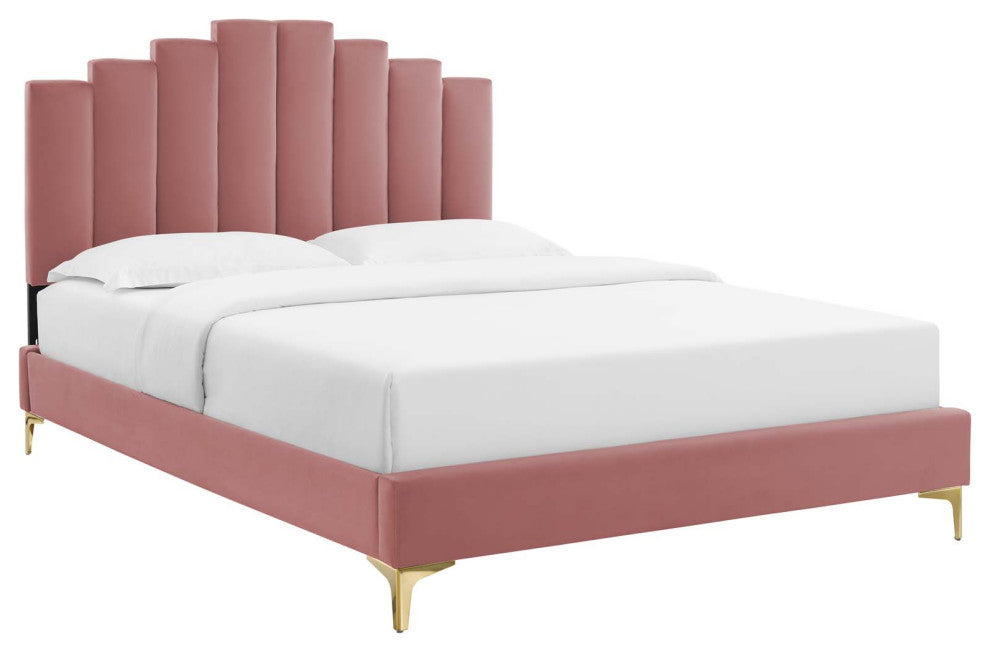 Elise Queen Performance Velvet Platform Bed MOD-6693-DUS