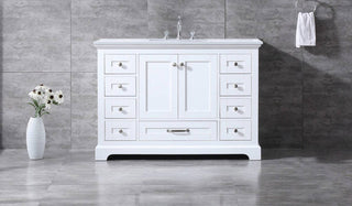 Dukes 48" White Single Square Sink Vanity with Quartz Top, No Mirror
