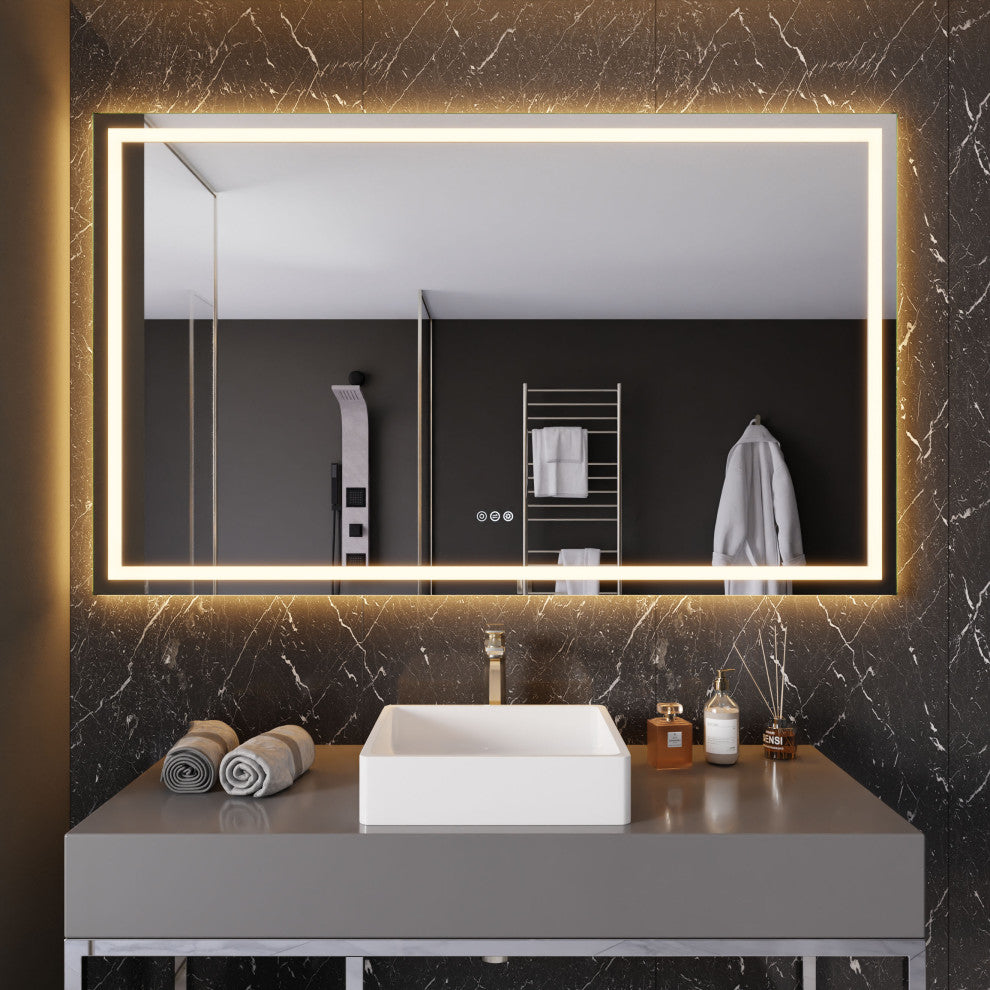 ANZZI 36" x 60" Frameless LED Front/Back Light Bathroom Mirror WithDefogger
