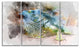 Green Iguana Close Up Painting, Large Abstract Canvas Artwork, 48"x28", 4 Panels