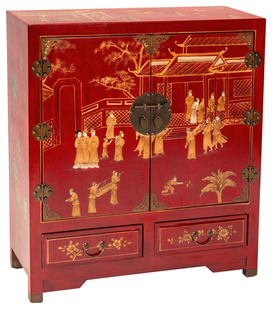 Red Lacquer Shoe Cabinet Landscape