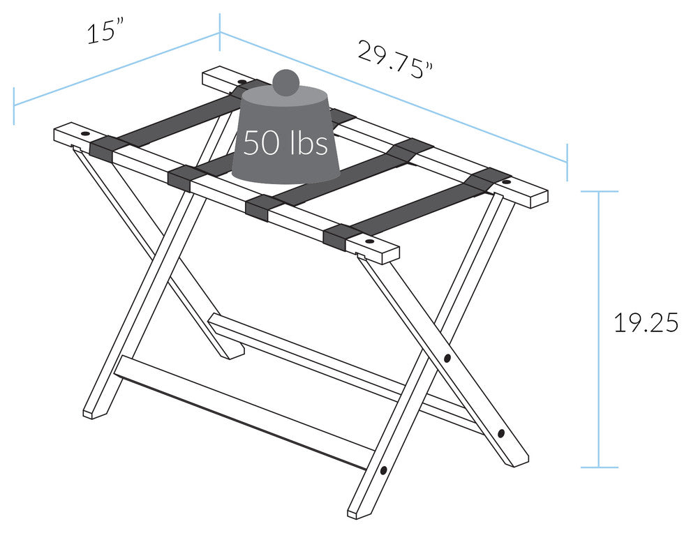Heavy Duty 30" Extra Wide Luggage Rack, Walnut