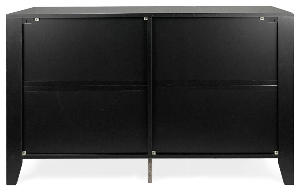 Cleary Contemporary Faux Wood 6 Drawer Double Dresser, Black