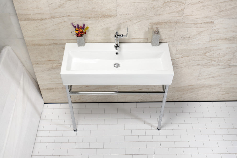Fauceture VPB39171ST 39" Porcelain Console Sink, Legs, Single-Hole