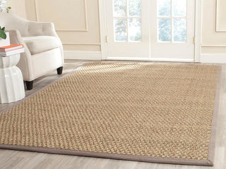 Safavieh Natural Fiber Nf114P Solid Color Rug, Natural/Grey, 4'0"x4'0" Round