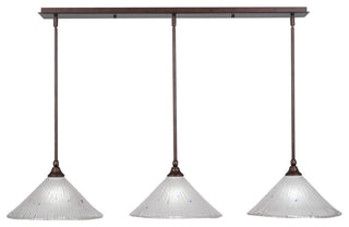 Stem 3-Light Pendalier with Hang Straight Swivel, Bronze/Frosted Crystal