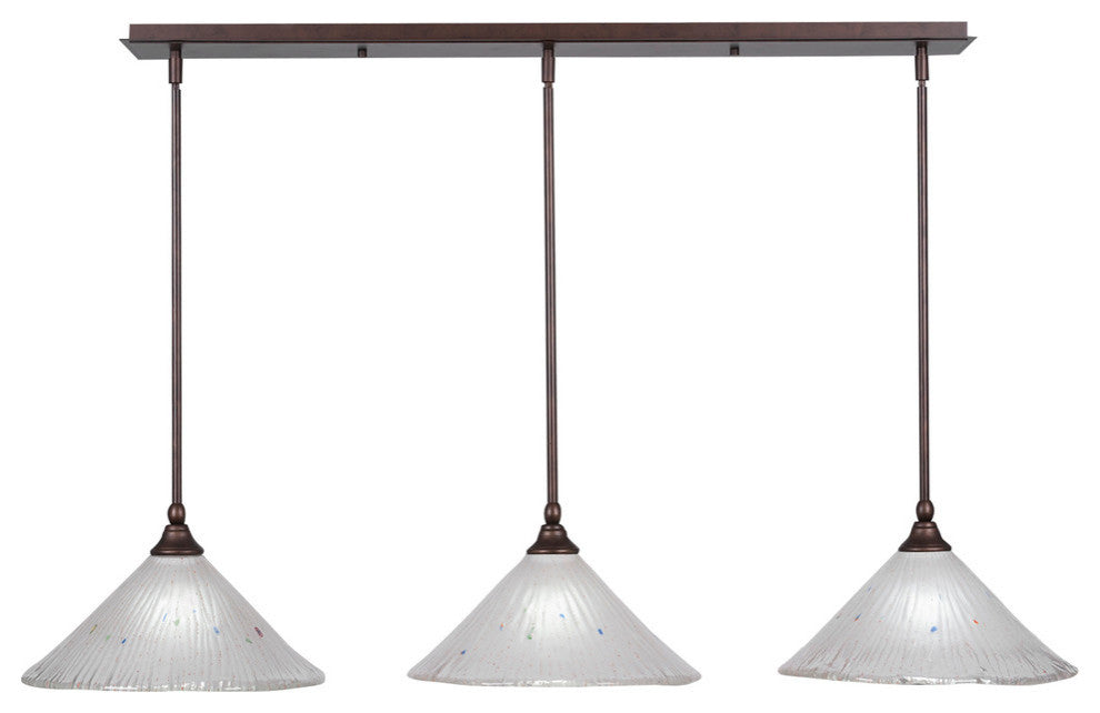 Stem 3-Light Pendalier with Hang Straight Swivel, Bronze/Frosted Crystal