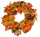 22" Framed Wreath With Maple Leaves And Pumpkins