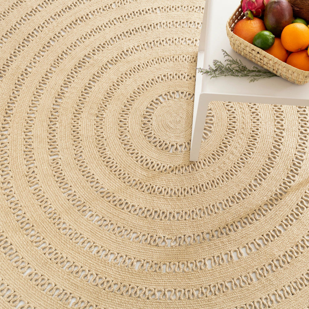 Dash & Albert Bowline Natural Handwoven Indoor/Outdoor Round Rug, 4' Round