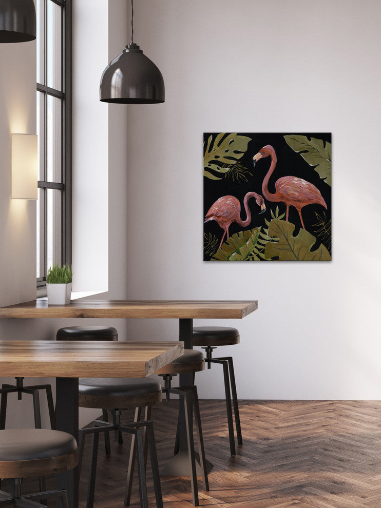 "Flamingos Sweetheart I" Painting Print on Wrapped Canvas, 32"x32"