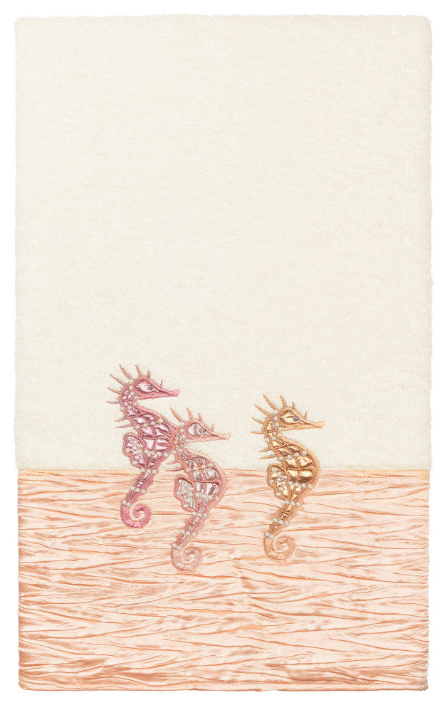 100% Turkish Cotton Sofia Embellished Bath Towel, Cream