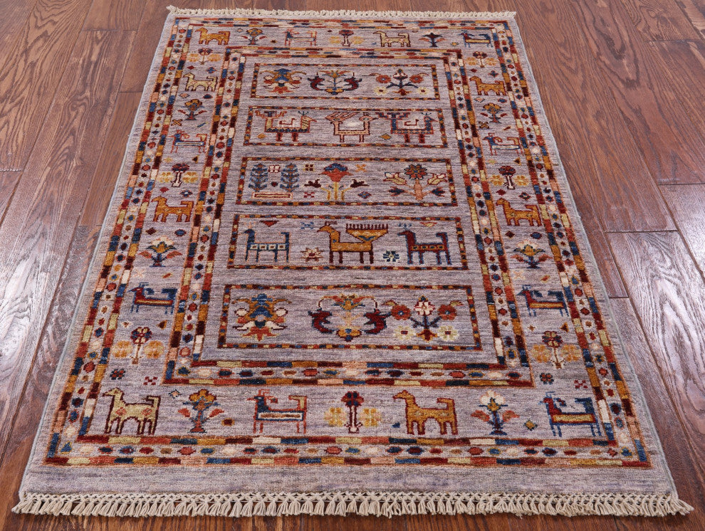 2' 8" X 3' 11" Handmade Tribal Persian Gabbeh Wool Rug Q8389