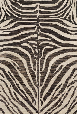 Wool Hooked Zebra Animal Print Masai MAS-01 Area Rug by Loloi, Java / Ivory, 7'9"